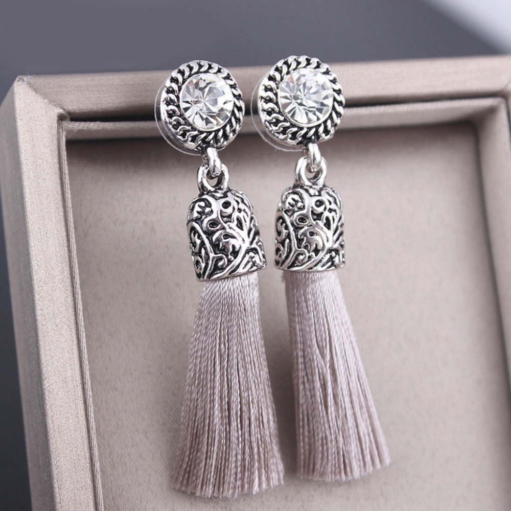 Elegant crystal tassel earrings